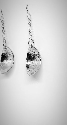 Textured 925 sterling silver drop earrings